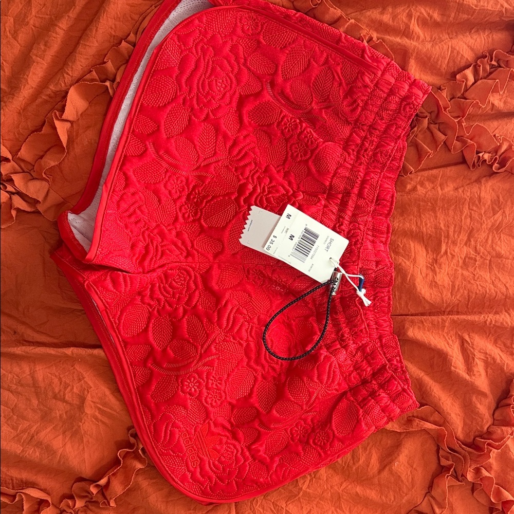 adidas Red Textured Women's Athletic Shorts